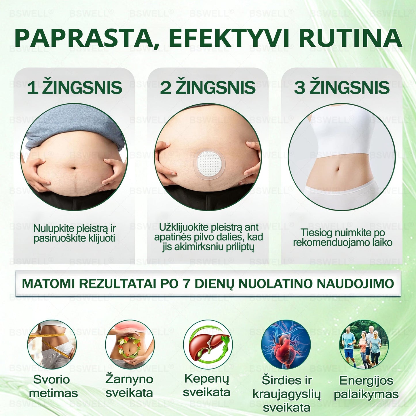 🌿🧑‍⚕️BSWELL® Nano mikroadatinis lieknėjimo pleistras – Matomi pokyčiai per 28 dienas Svorio kontrolei, širdies sveikatai, cukraus balansui, žarnynui ir sąnariams.