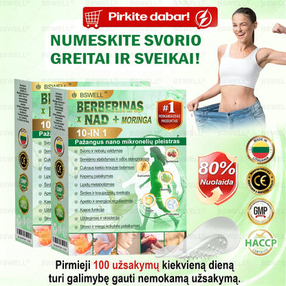 🌿🧑‍⚕️BSWELL® Nano mikroadatinis lieknėjimo pleistras – Matomi pokyčiai per 28 dienas Svorio kontrolei, širdies sveikatai, cukraus balansui, žarnynui ir sąnariams.
