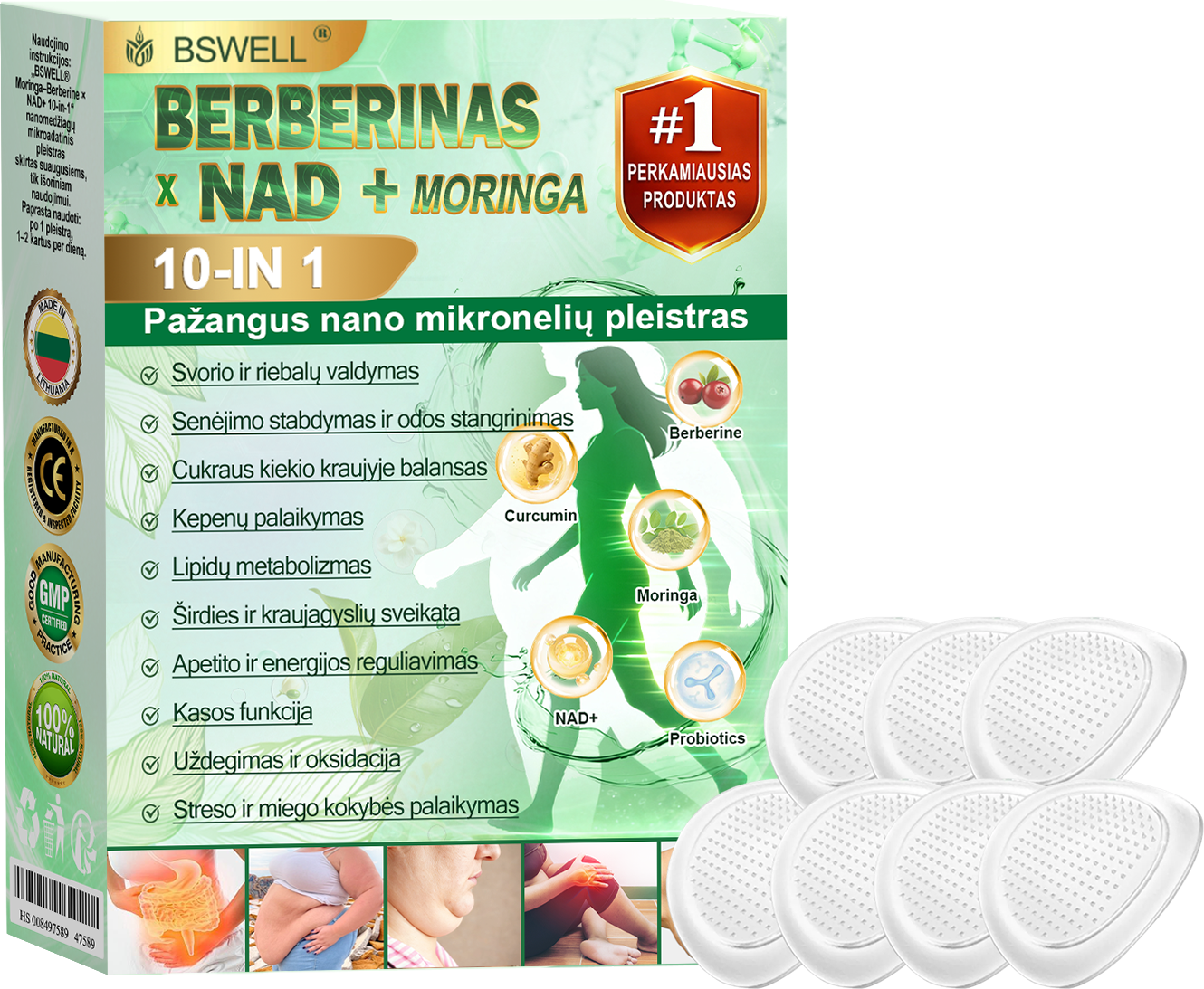 🌿🧑‍⚕️BSWELL® Nano mikroadatinis lieknėjimo pleistras – Matomi pokyčiai per 28 dienas Svorio kontrolei, širdies sveikatai, cukraus balansui, žarnynui ir sąnariams.